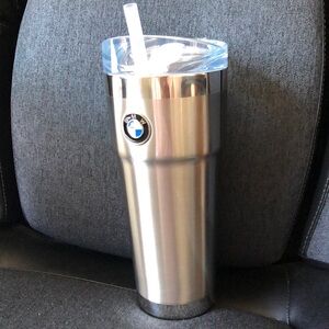 BMW Silver Tumbler with Clear Lid